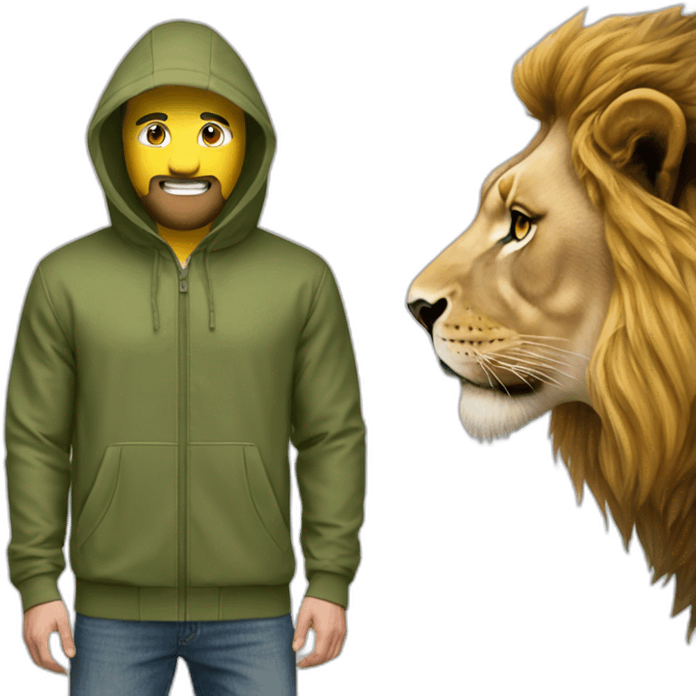 Lion met un cagoule emoji