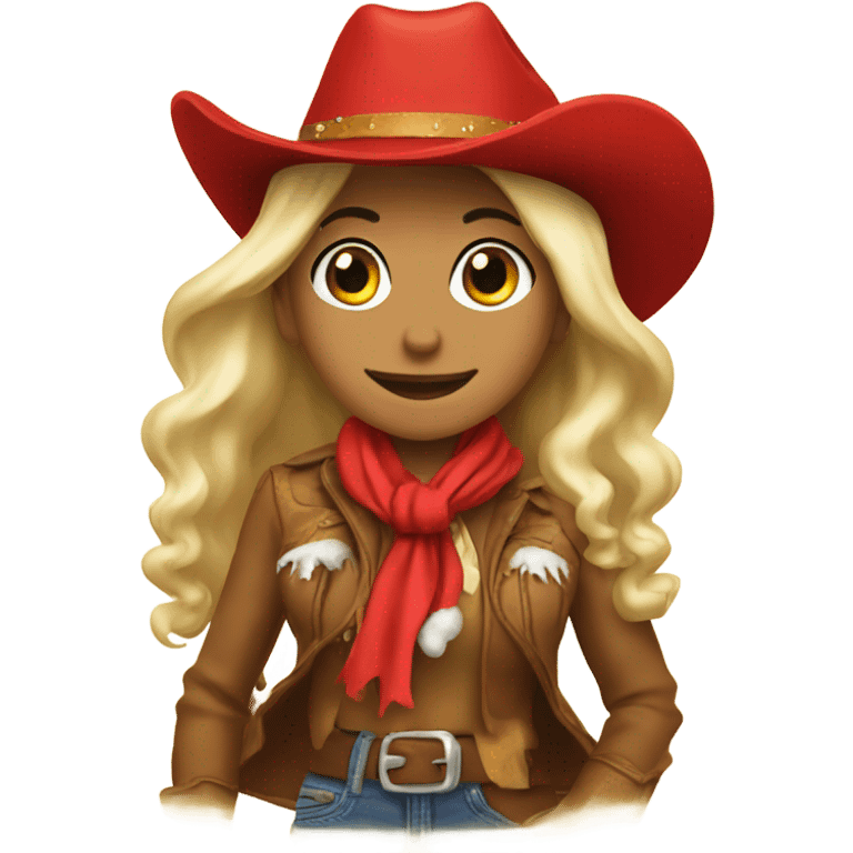 Red cowgirl Christmas  emoji