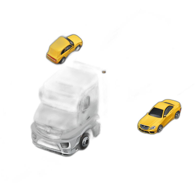 Mercedes Benz Truck rams across a stationary car emoji