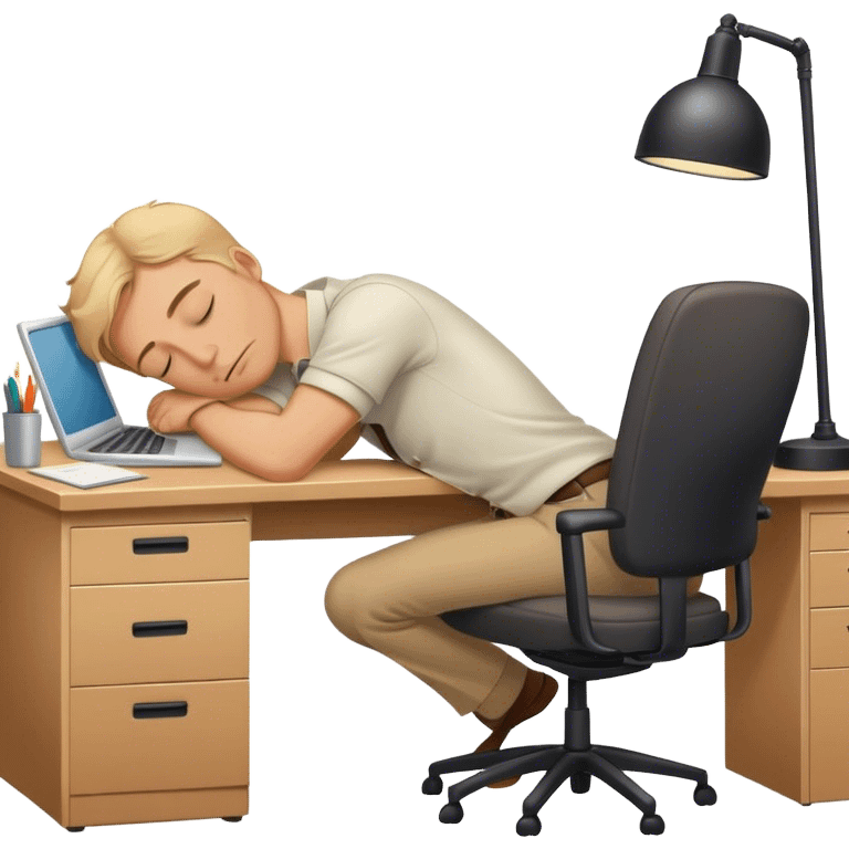 White Man Sleeping at office desk job emoji