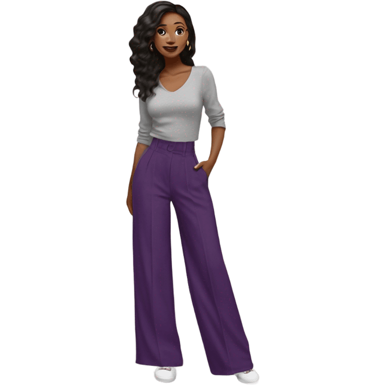 Realistic isolated pair of high waist long wide leg dressy casual pants in purple emoji