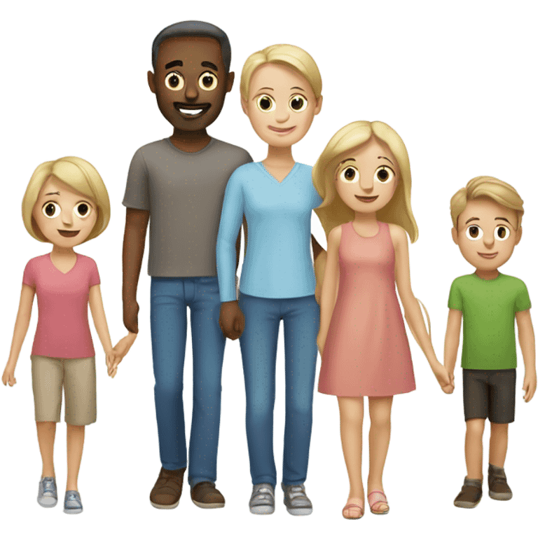 white family with couple 4 kids emoji