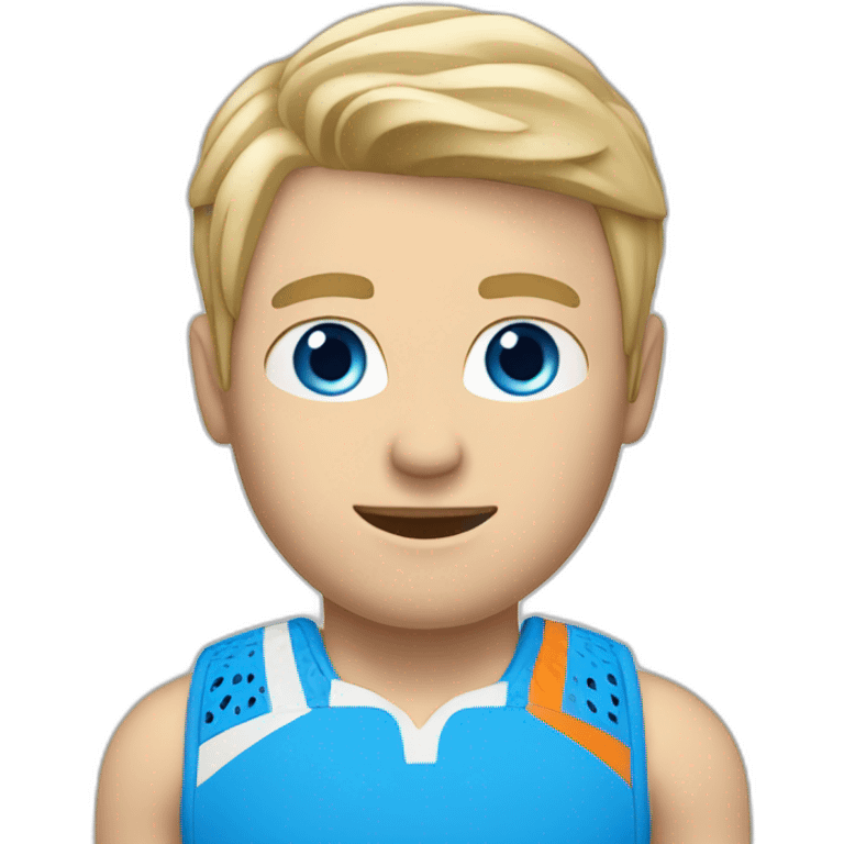 Blonde short hair man, blue eyes playing padel emoji