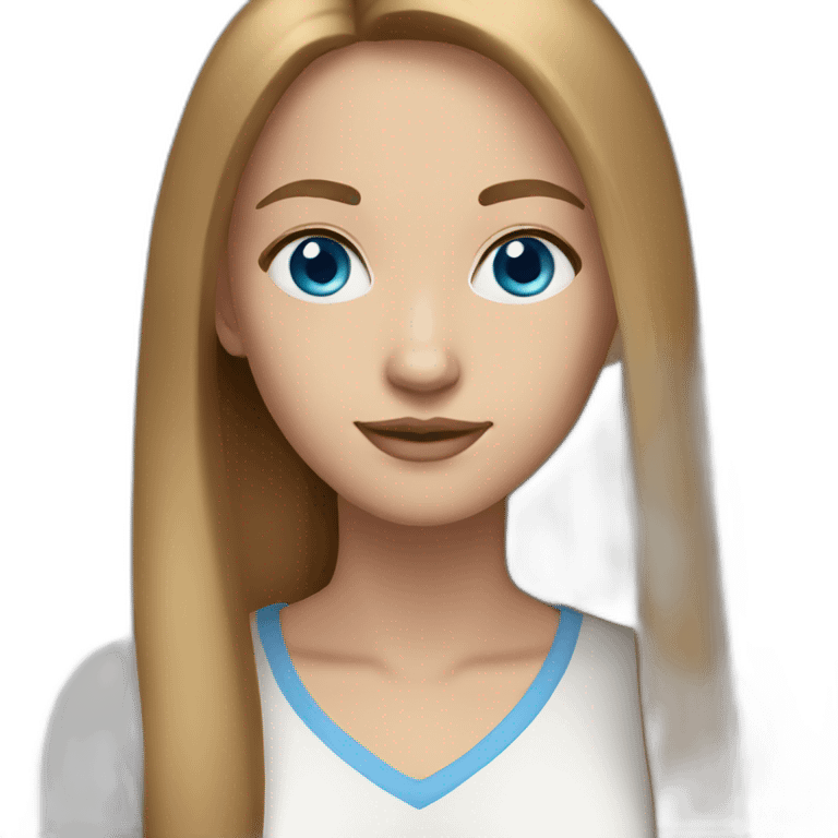 women long light brown straight hair and blue eyes emoji