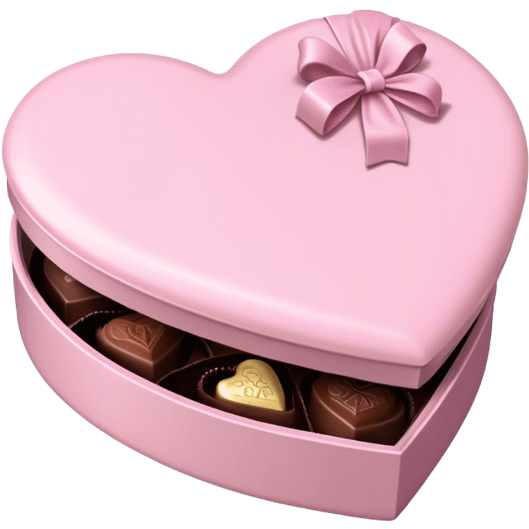 Pastel pink heart shaped box with chocolates in it emoji