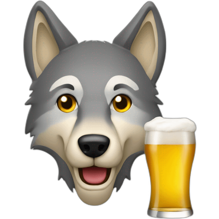 Loup qui bois un fût de bière emoji