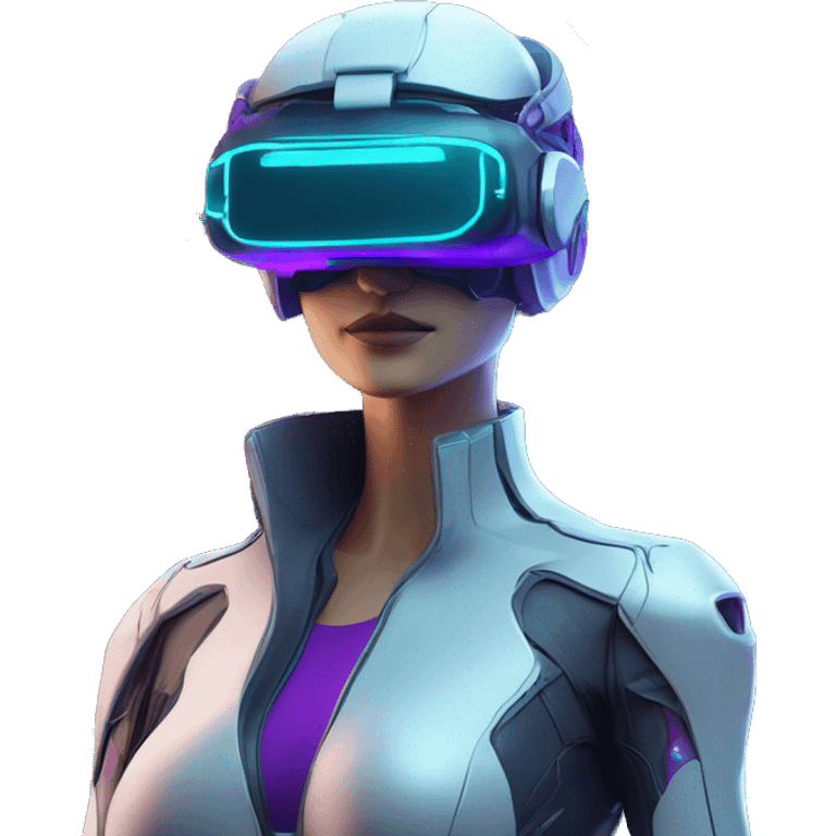 Secret humanoid agent in a futuristic hat with in Apple VR goggles headset code display on the goggles , cyberpunk, cyan and purple colors, only upper body portrait, front facing the camera  emoji