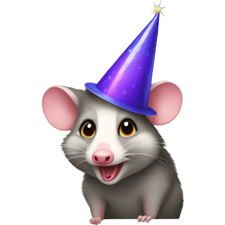 Possum wearing a party hat emoji