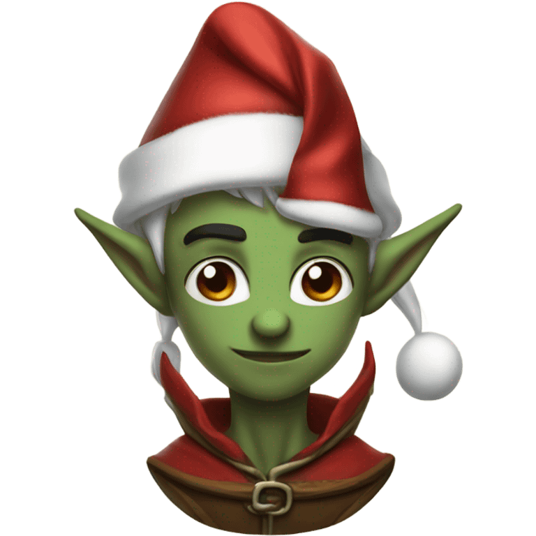 rogue male elf fantasy wearing santa hat emoji