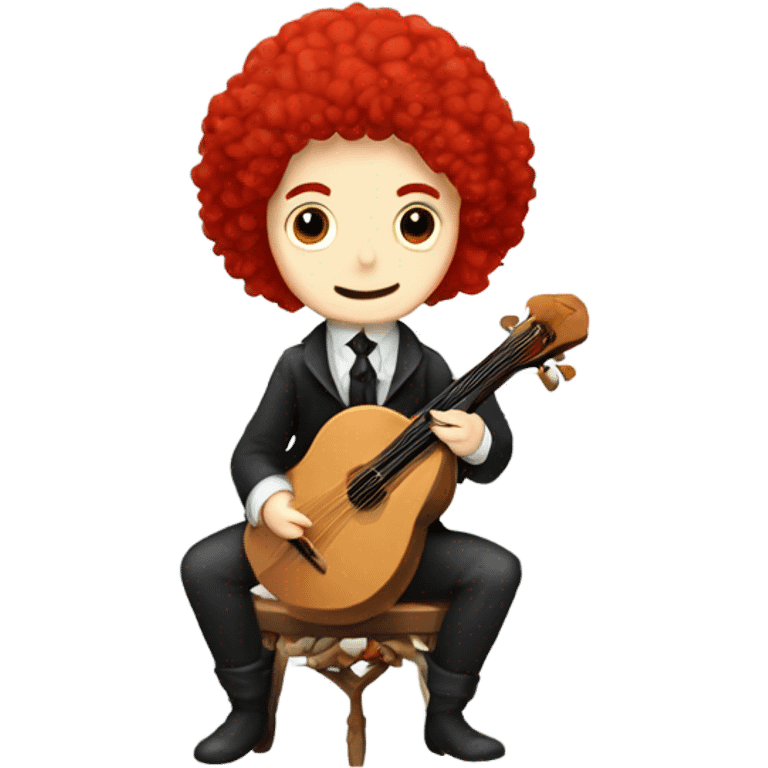 Antonio Vivaldi composer Red wig old chibi sitting chair banjo emoji