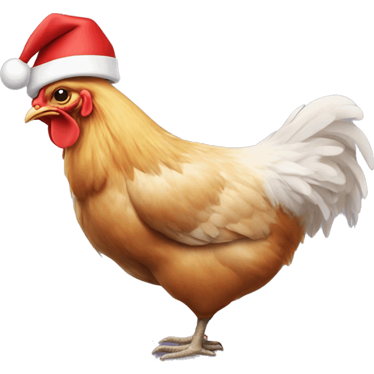 Chicken with Santa hat emoji