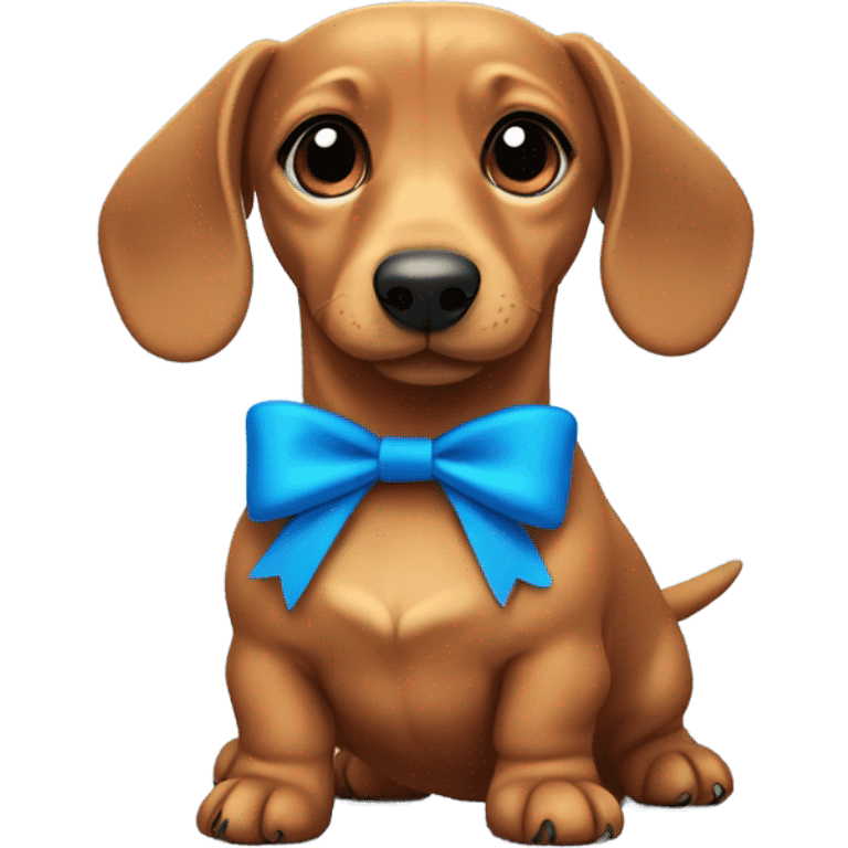 fat dachshund dog with blue bow emoji