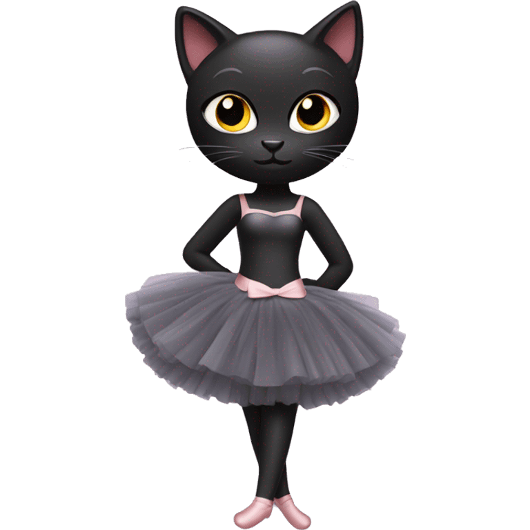 black cat in ballerina dress emoji