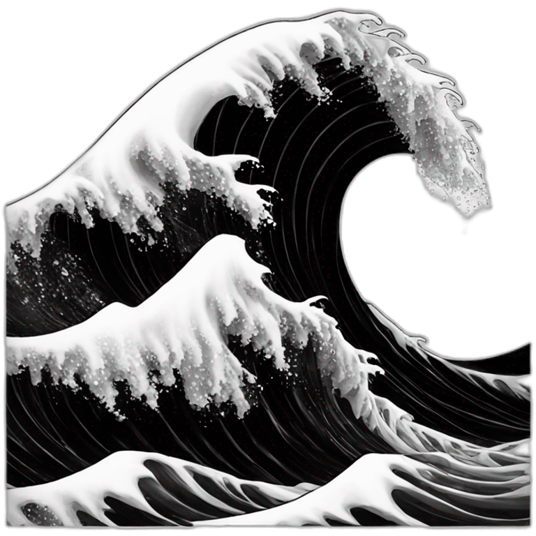 Black and white wave emoji