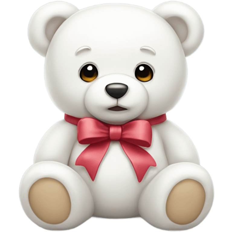 Cute white teddy bear with a bow emoji