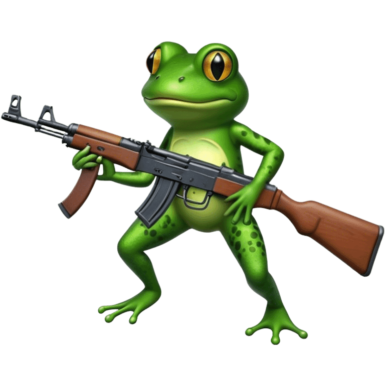 a frog with an AK47 emoji