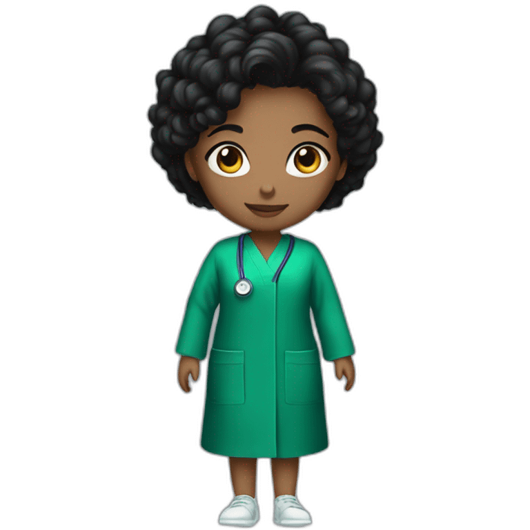 girl in a MEDICAL emerald robe, with short, curly black hair emoji