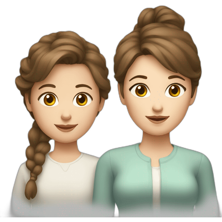 Mom and daughter from Russia with brown hair emoji