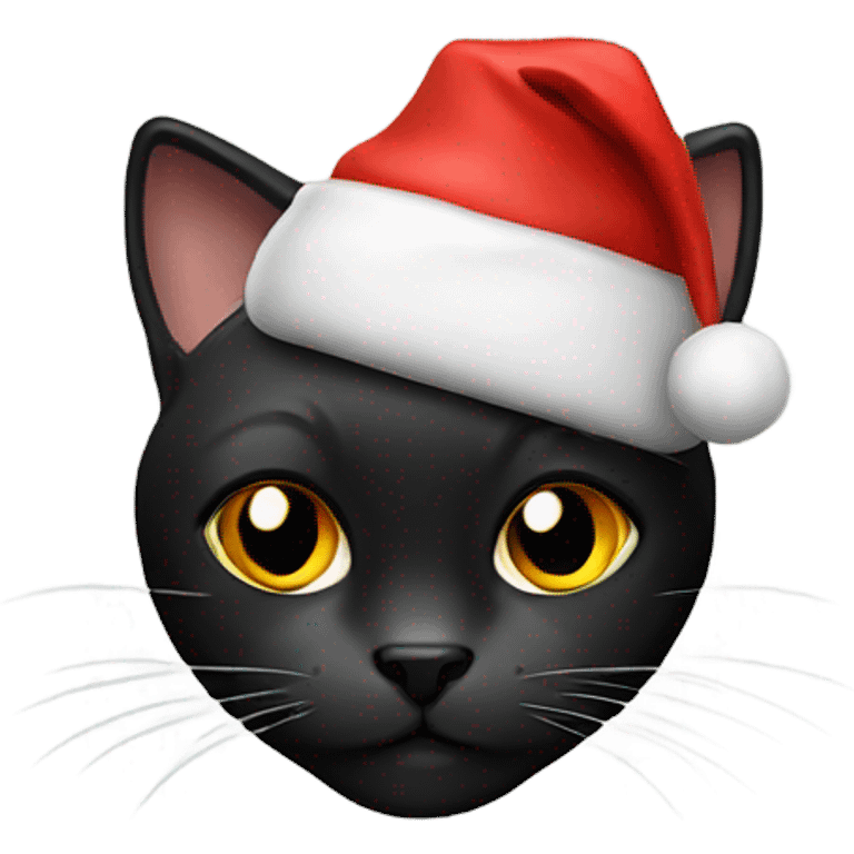 Black cat with Christmas hat emoji