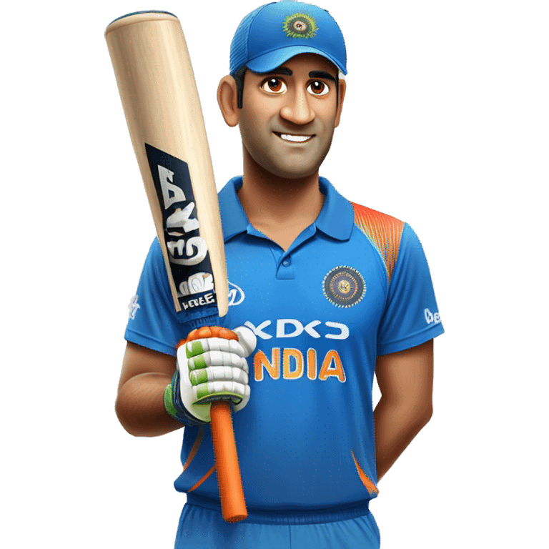 Ms dhoni with cricket bat emoji