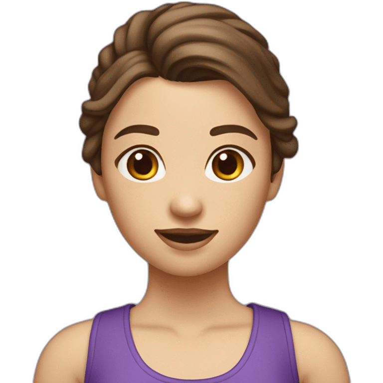 girl with brown hair high pony tail purple creweck emoji