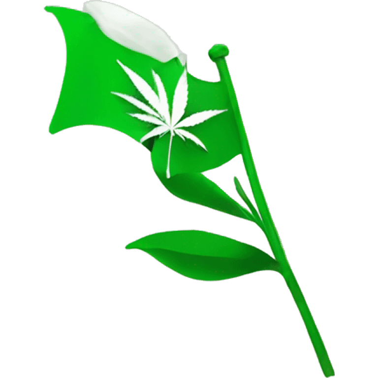 green flag with white weed leaf  emoji