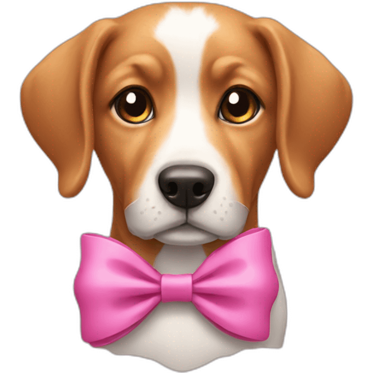 Dog wearing a pink bow emoji