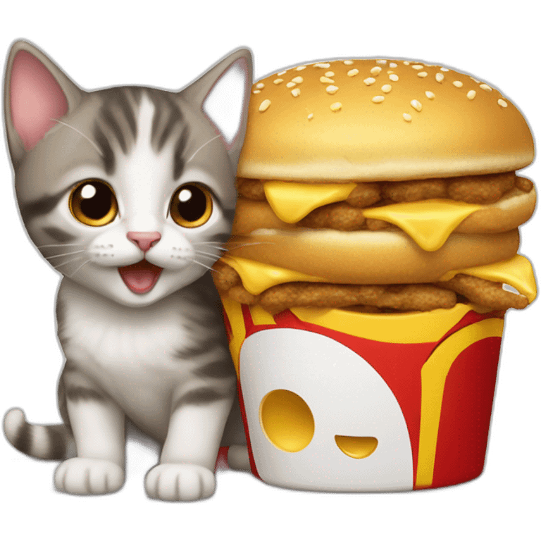 Two kittens eats macdonalds emoji