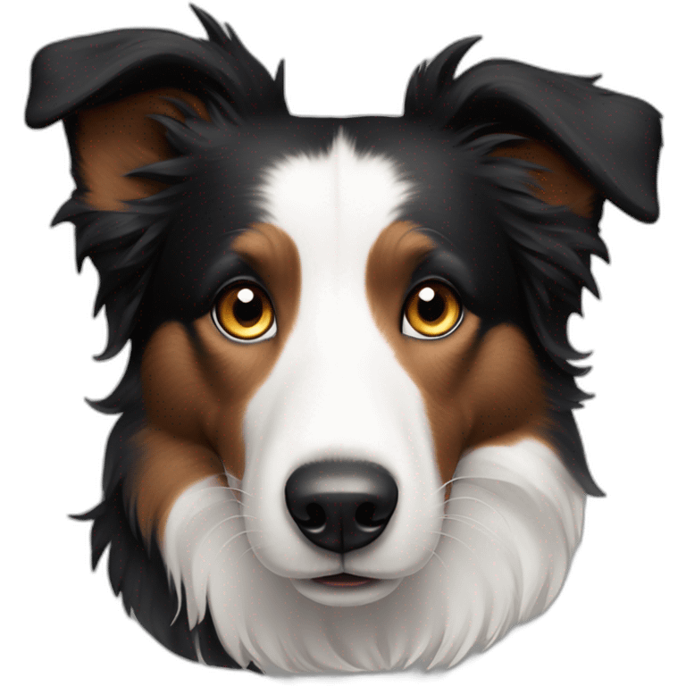 black border collie dog, no white patches, with kind eyes and gentle face emoji