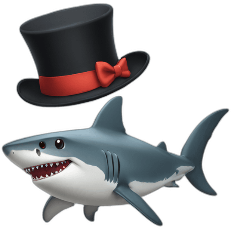 Shark with a top hat emoji