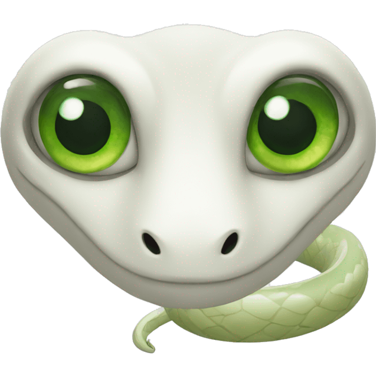 White snake with green eyes emoji