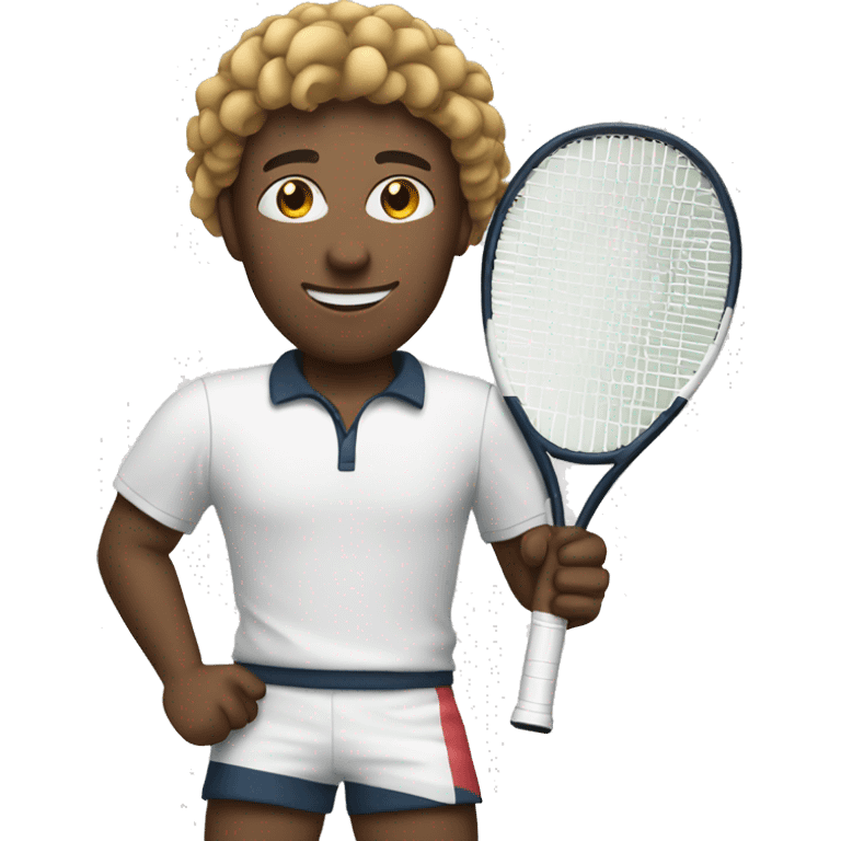 Youn white tennis player holding a racquet emoji