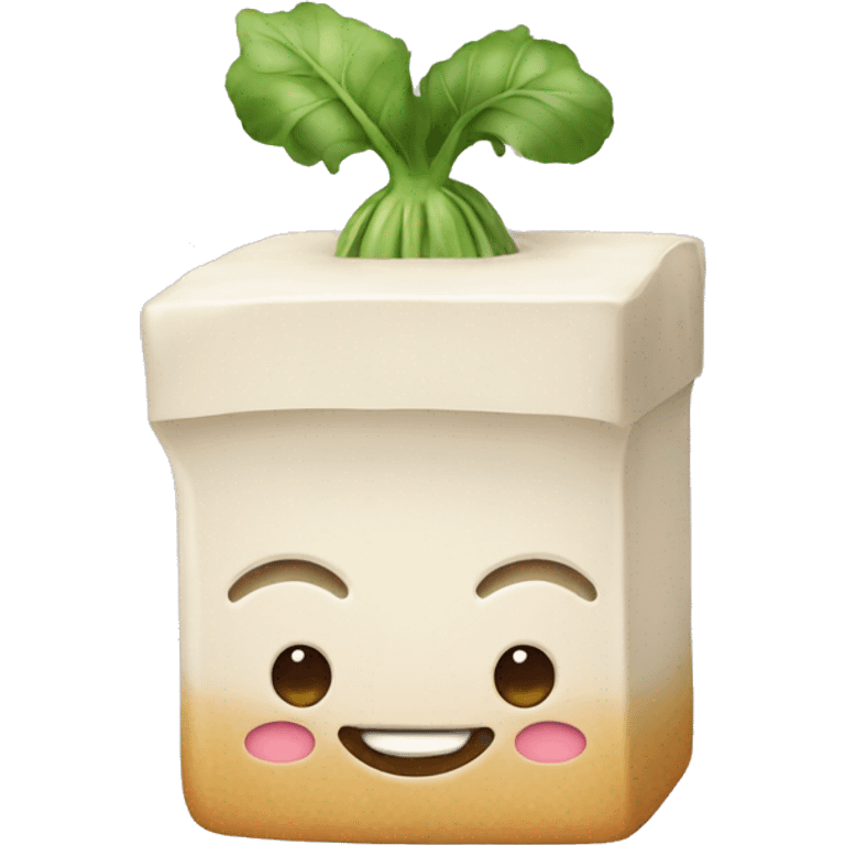 tofu with eggplant on head emoji