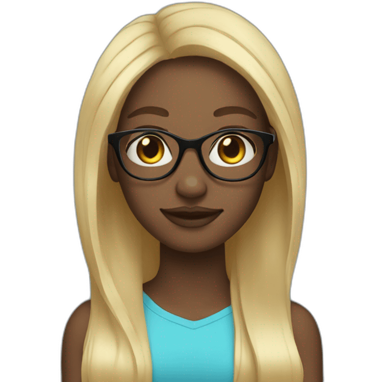 Black girl long blond hair blue eyes glasses emoji