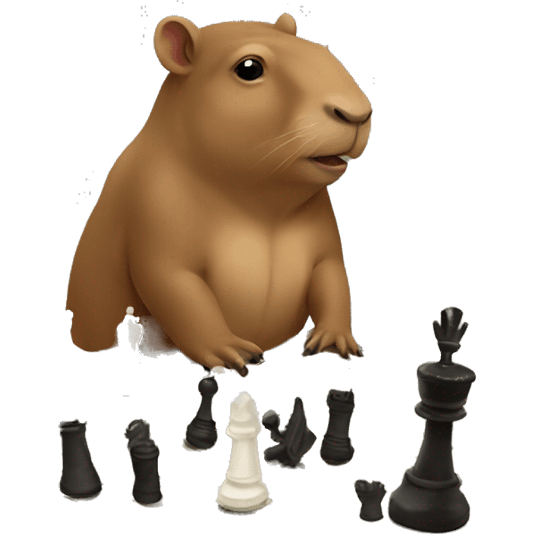 Capibara with chess playing chess emoji