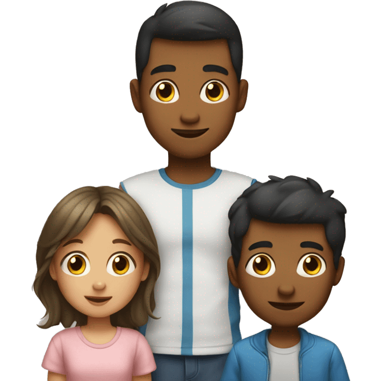 a family emoji with a big brother, younger brother and a baby sister emoji