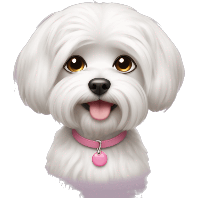 female maltese with pink nose and cute round haircut  emoji