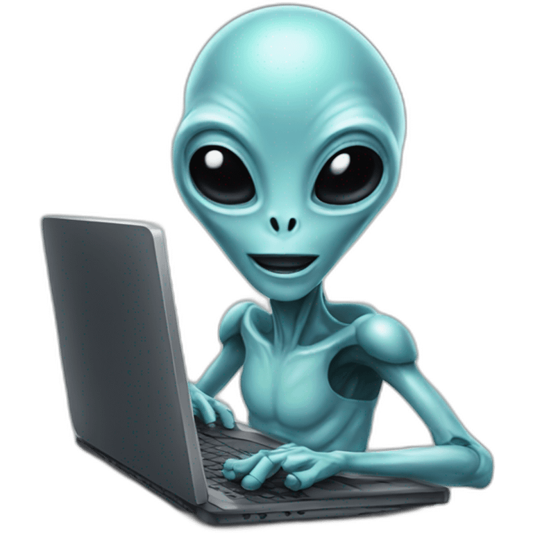 A alien tech using a laptop emoji