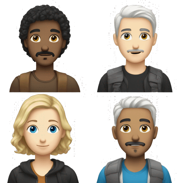 White teenager with mustache and goatee black hair blue eyes white boy emoji