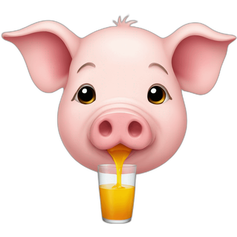 Pig drinking juice from sipper emoji