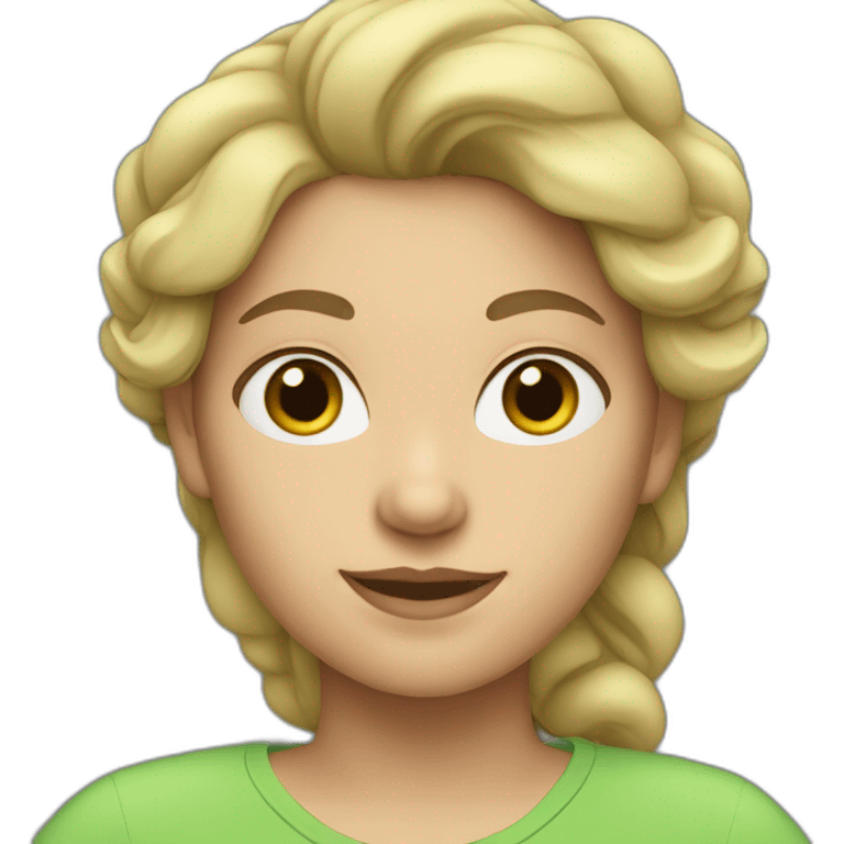 caucasian woman green shirt emoji