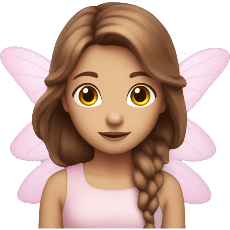 fairy with brown hair and light pink wings emoji