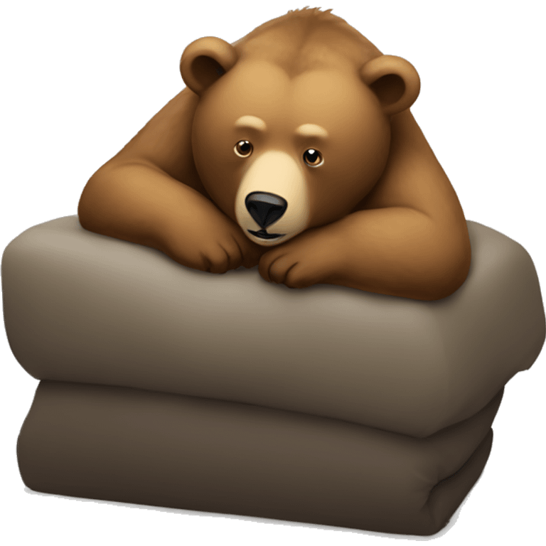 A bear laying on top of a man emoji