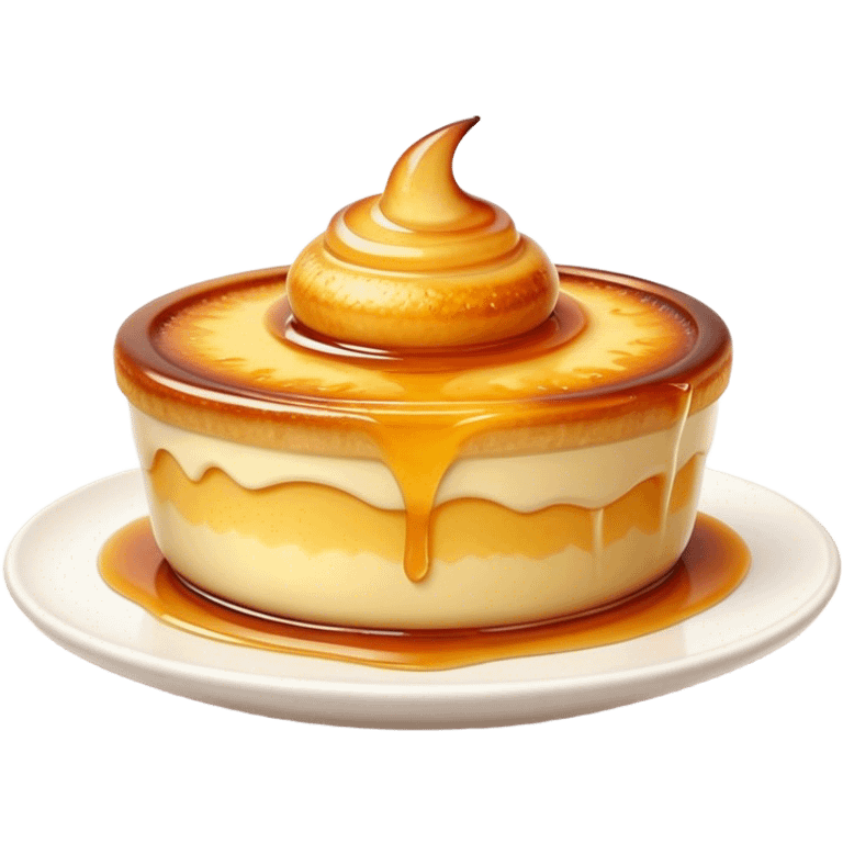 Cinematic Realistic Cr√®me Br√ªl√©e Dessert Emoji, depicted as a rich custard with a perfectly caramelized sugar top rendered with exquisite textures and warm, inviting lighting. emoji