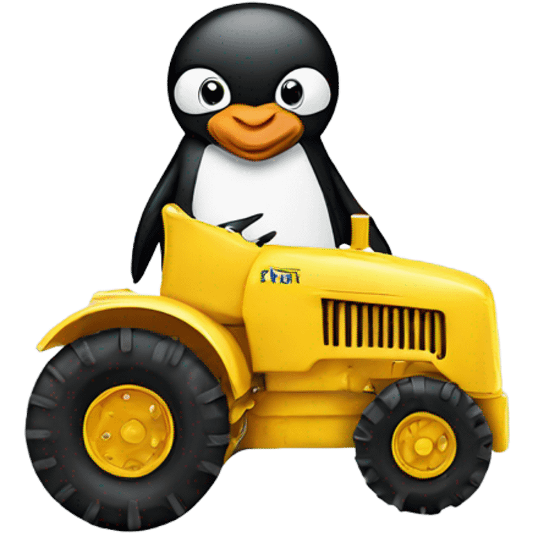 Penguin on a tractor emoji