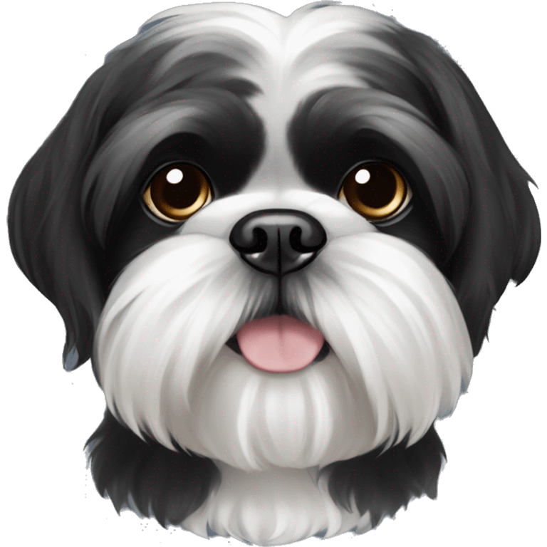 Black shih tzu with white snout and white eyebrows emoji