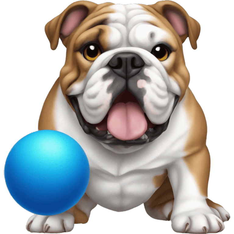 English bulldog with blue ball emoji