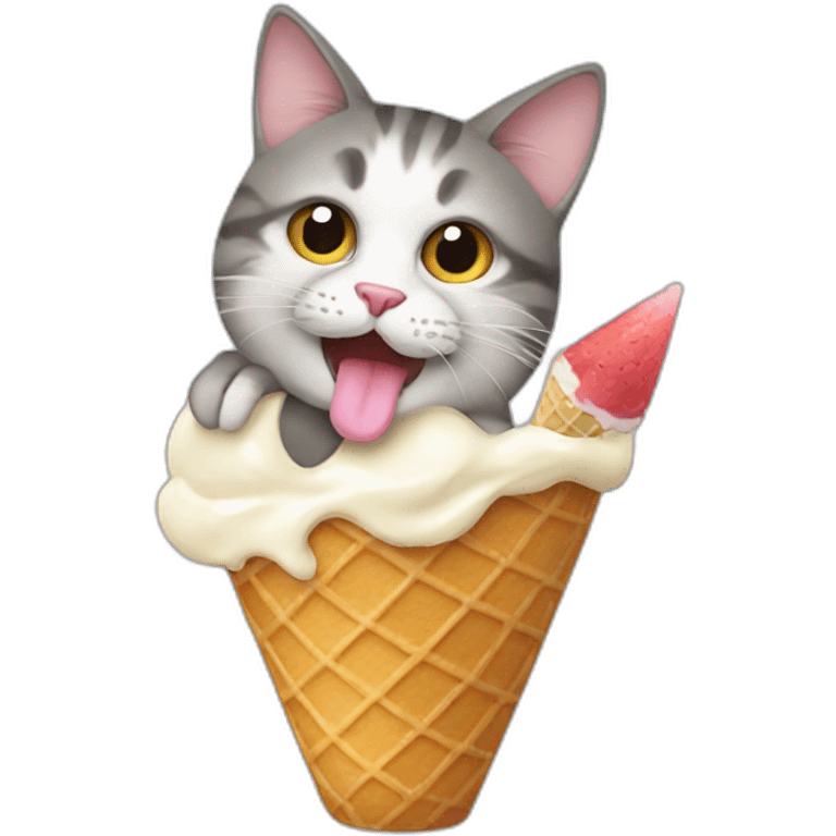 a cat eating an ice cream emoji