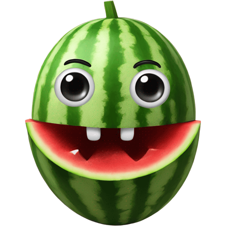 Watermelon with nose eyes and hands emoji