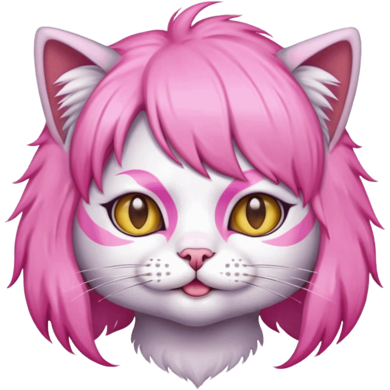 a cat with a pink wig emoji